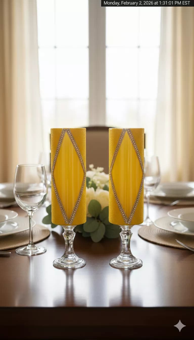 Yellow Rhinestone Bling Candle Holder Home Design