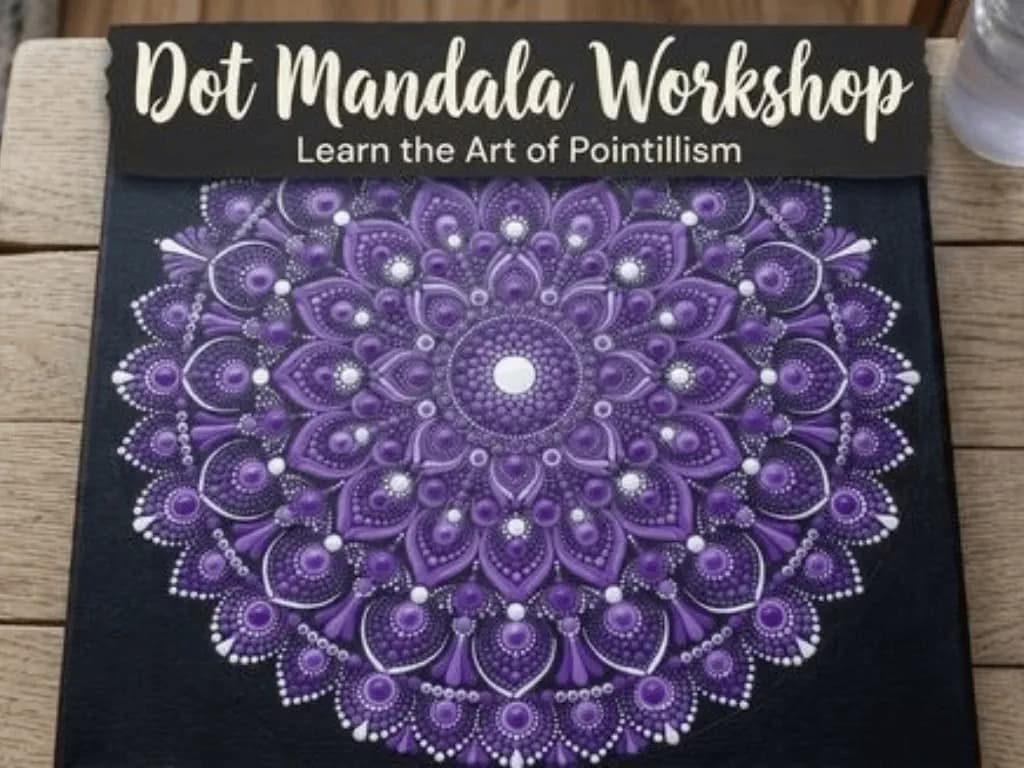 Dot Mandala Sip & Paint Workshop at Lewisville – A Relaxing Art Experience for All Skill Levels