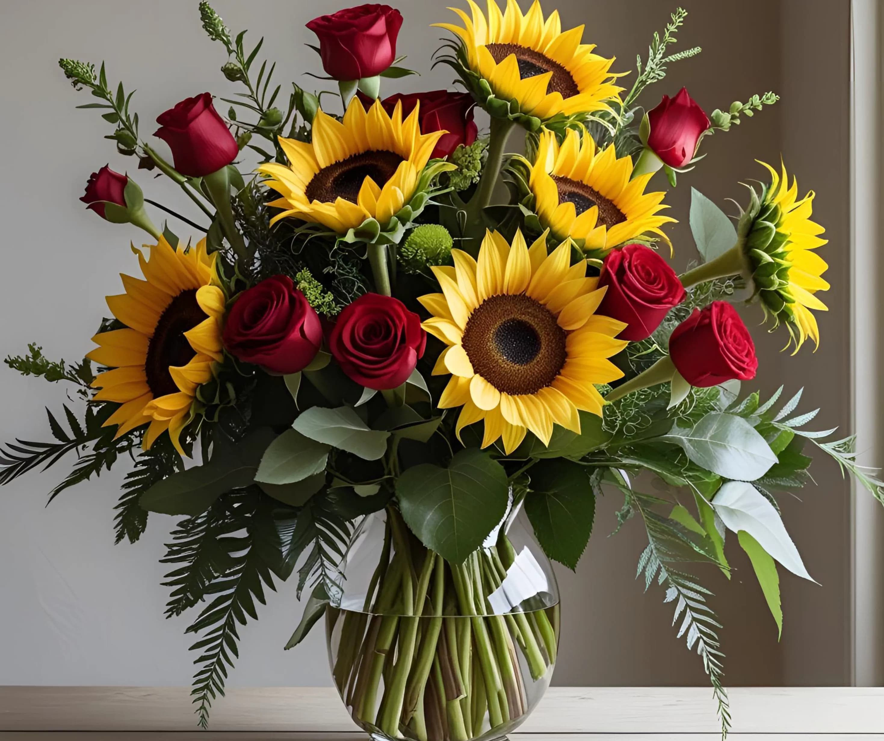 Sunflower & Rose Bouquet – Bright, Bold & Full of Joy
