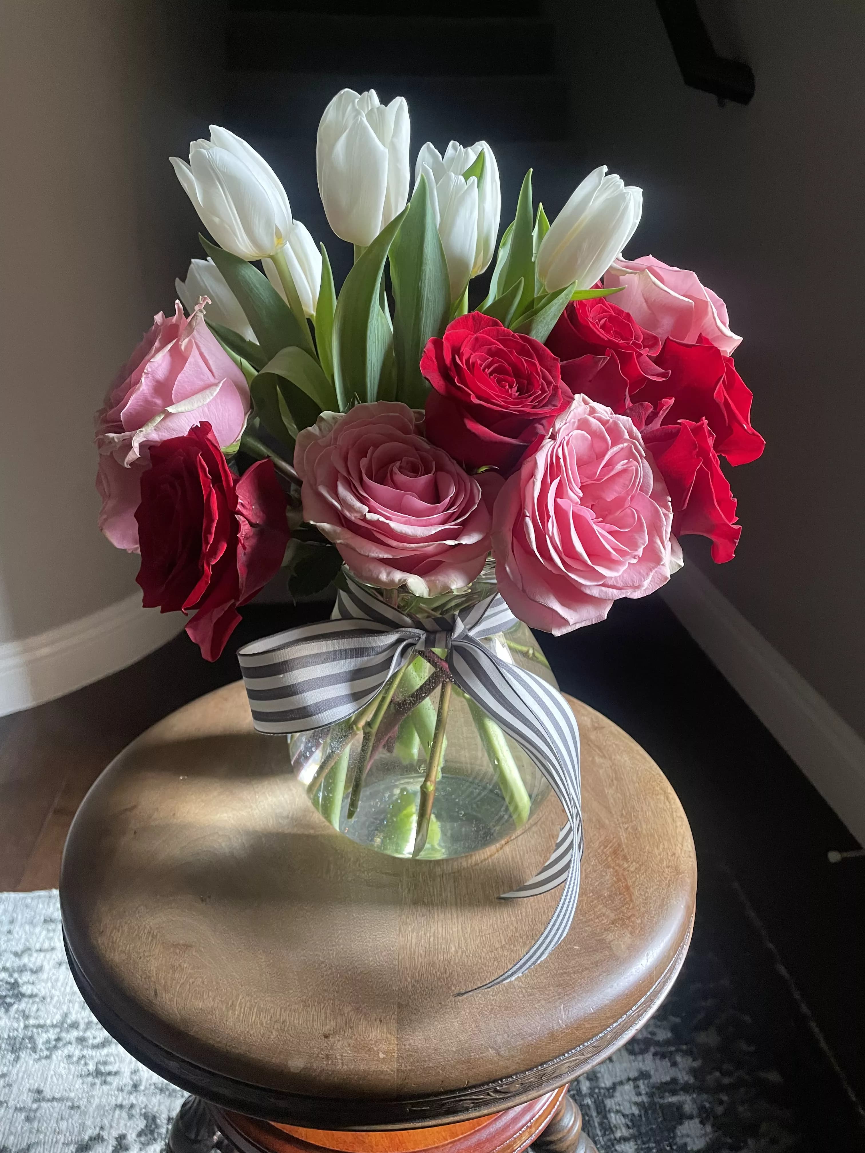 Elegant Tulip & Rose Vase Arrangement