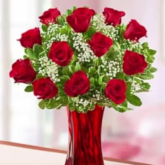 Valentine's Classic Dozen Roses in a vase